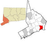 Fairfield County Connecticut incorporated and unincorporated areas Bridgeport highlighted